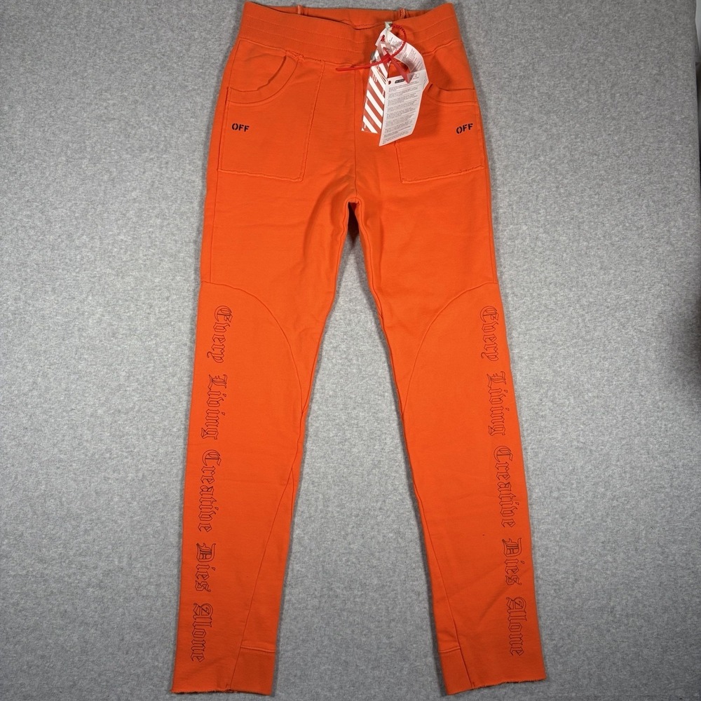 Off-White X Vlone Virgil Abloe Orange Sweatpants Medium Limited Release NWT